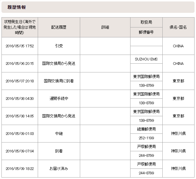 配送履歴