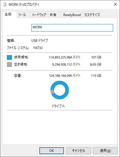 128GB の USB メモリ