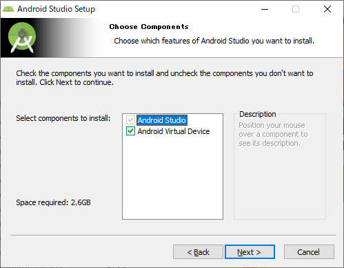 Android Studio インストール画面